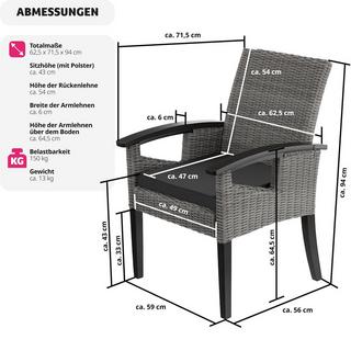 Tectake Rattan Stuhl Rosarno  