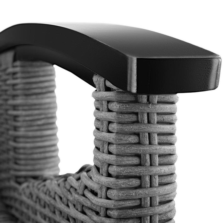 Tectake Rattan Stuhl Rosarno mit Holzgestell wetterfest und UV-beständig  