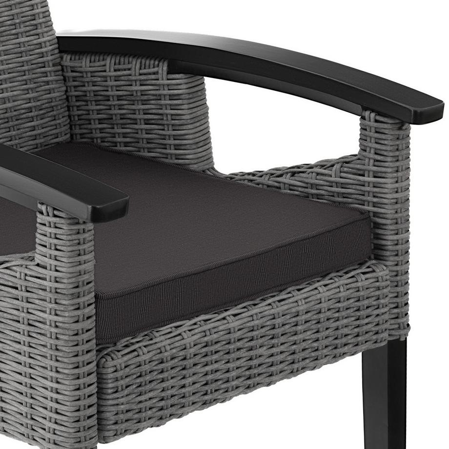 Tectake Rattan Stuhl Rosarno mit Holzgestell wetterfest und UV-beständig  