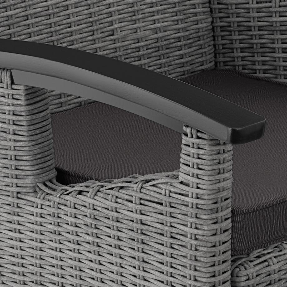 Tectake Rattan Stuhl Rosarno mit Holzgestell wetterfest und UV-beständig  