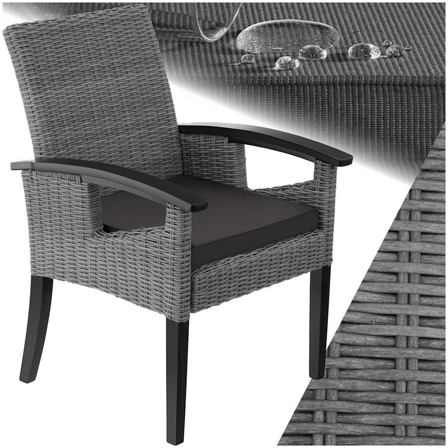 Rattan Stuhl Rosarno mit Holzgestell wetterfest und UV-beständig