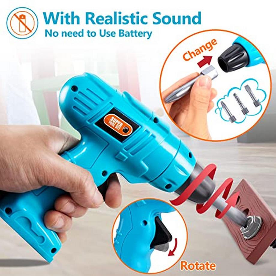 Activity-board  Kinderwerkzeug Set, Werkzeugkoffer Kinder, inkl. Bohrmaschine, Schrauber Spielzeug und Werkzeug 