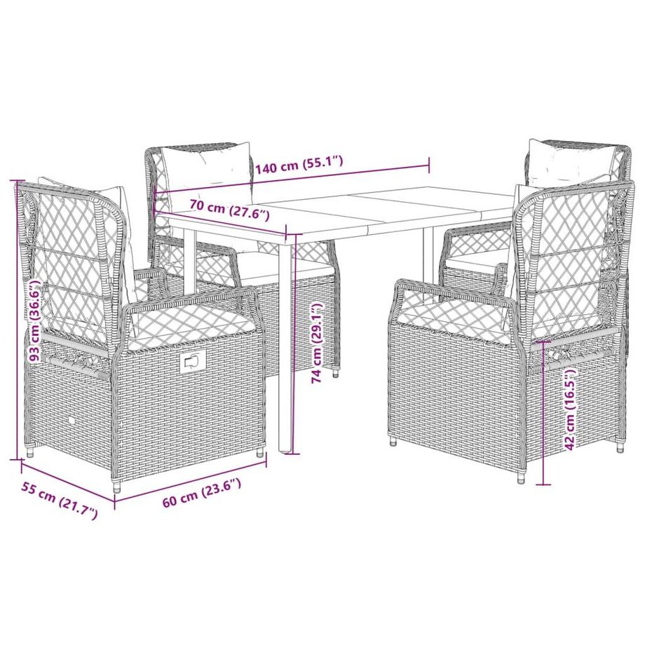 VidaXL Garten essgruppe poly-rattan  