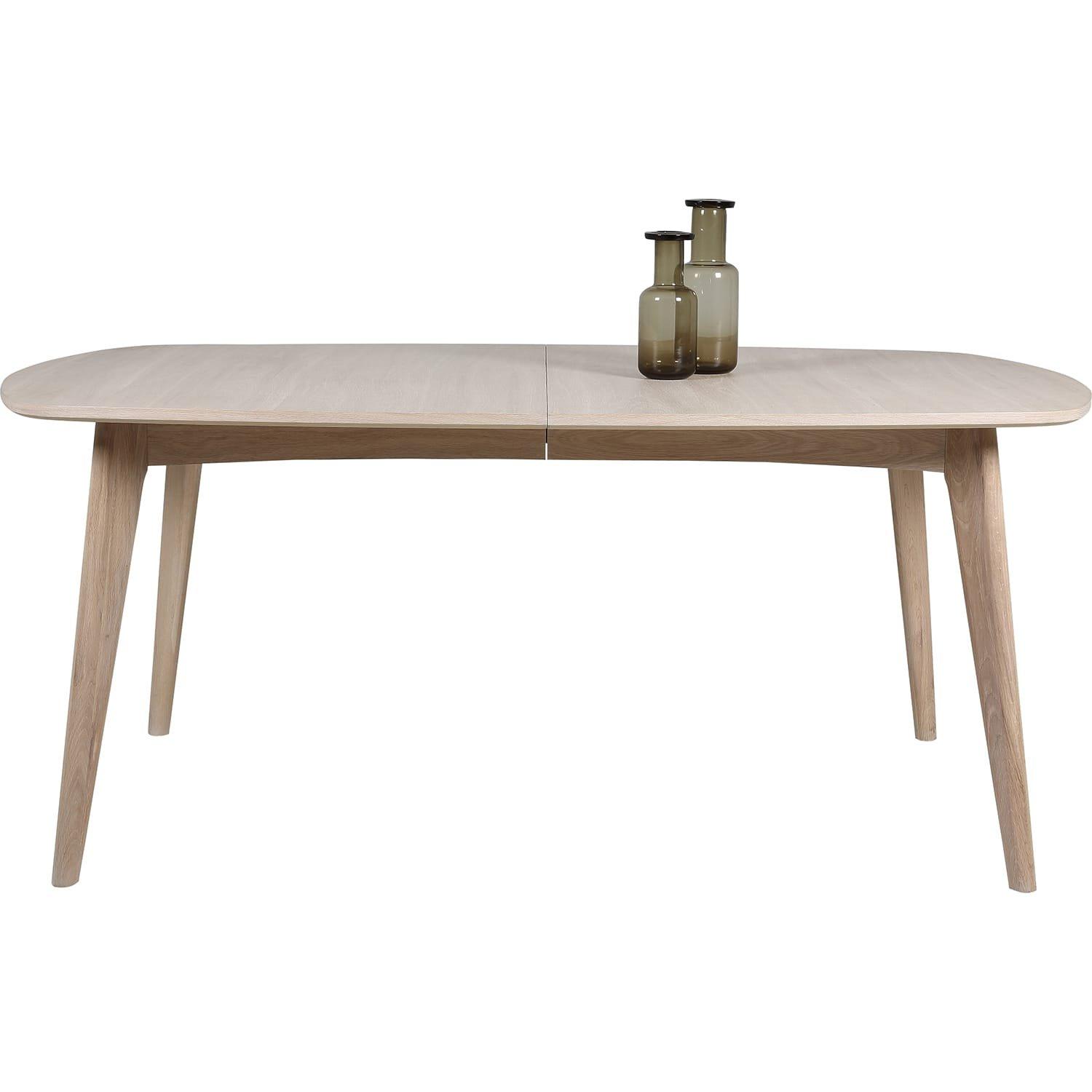 mutoni Table à manger Brighton placage bois massif chêne blanc préparé pour panneaux supplémentaires 180x102x76cm  