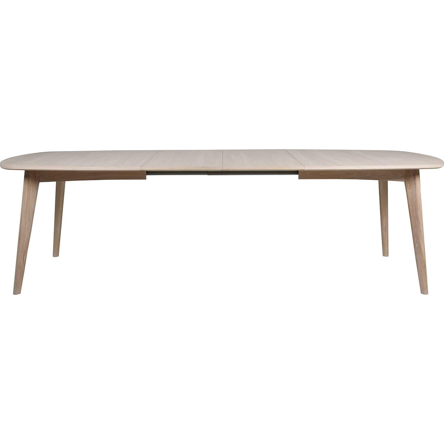 mutoni Tavolo da pranzo Brighton in legno massello impiallacciato rovere bianco predisposto per pannelli aggiuntivi 180x102x76cm  