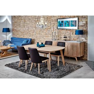 mutoni Tavolo da pranzo Brighton in legno massello impiallacciato rovere bianco predisposto per pannelli aggiuntivi 180x102x76cm  