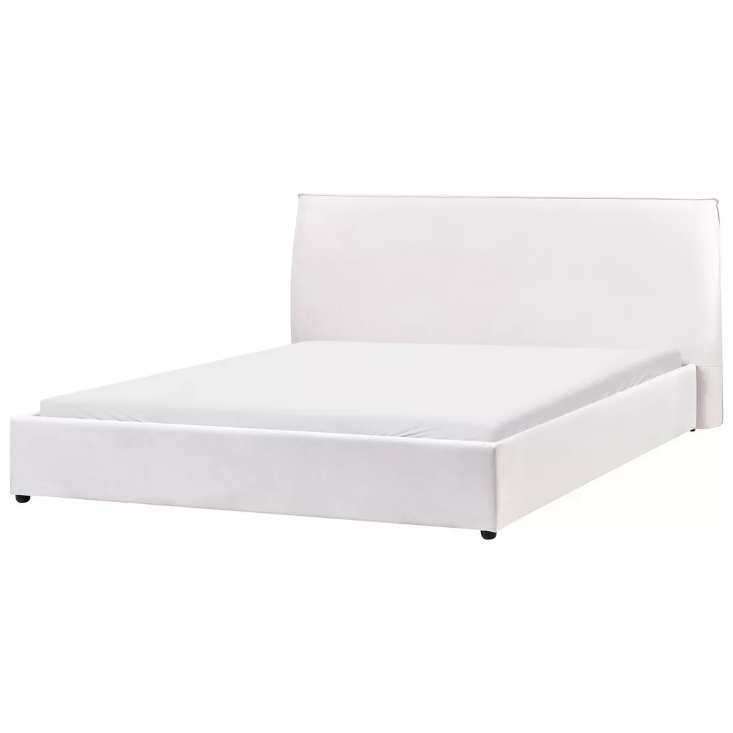 Beliani - Wasserbett aus Samtstoff  LAVAUR, Schneeweiss