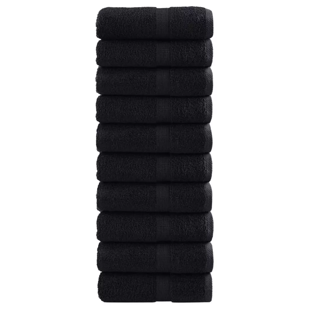 VidaXL - Serviette de visage coton, 30 x 30 cm, Noir