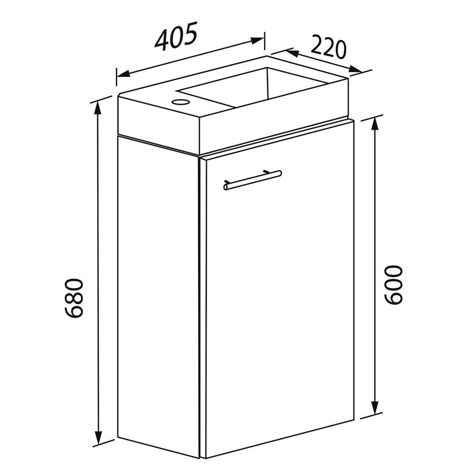 VCM 2-tlg Badmöbel Set Gäste WC Gästebad Waschplatz Waschtisch klein schmal Slito  