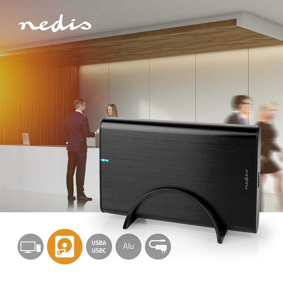 Nedis  Custodia per disco rigido | 3,5 " | USB 3.1 Gen1 | USB Type-A / USB Type-C™ | Notebook / PC | Alluminio 