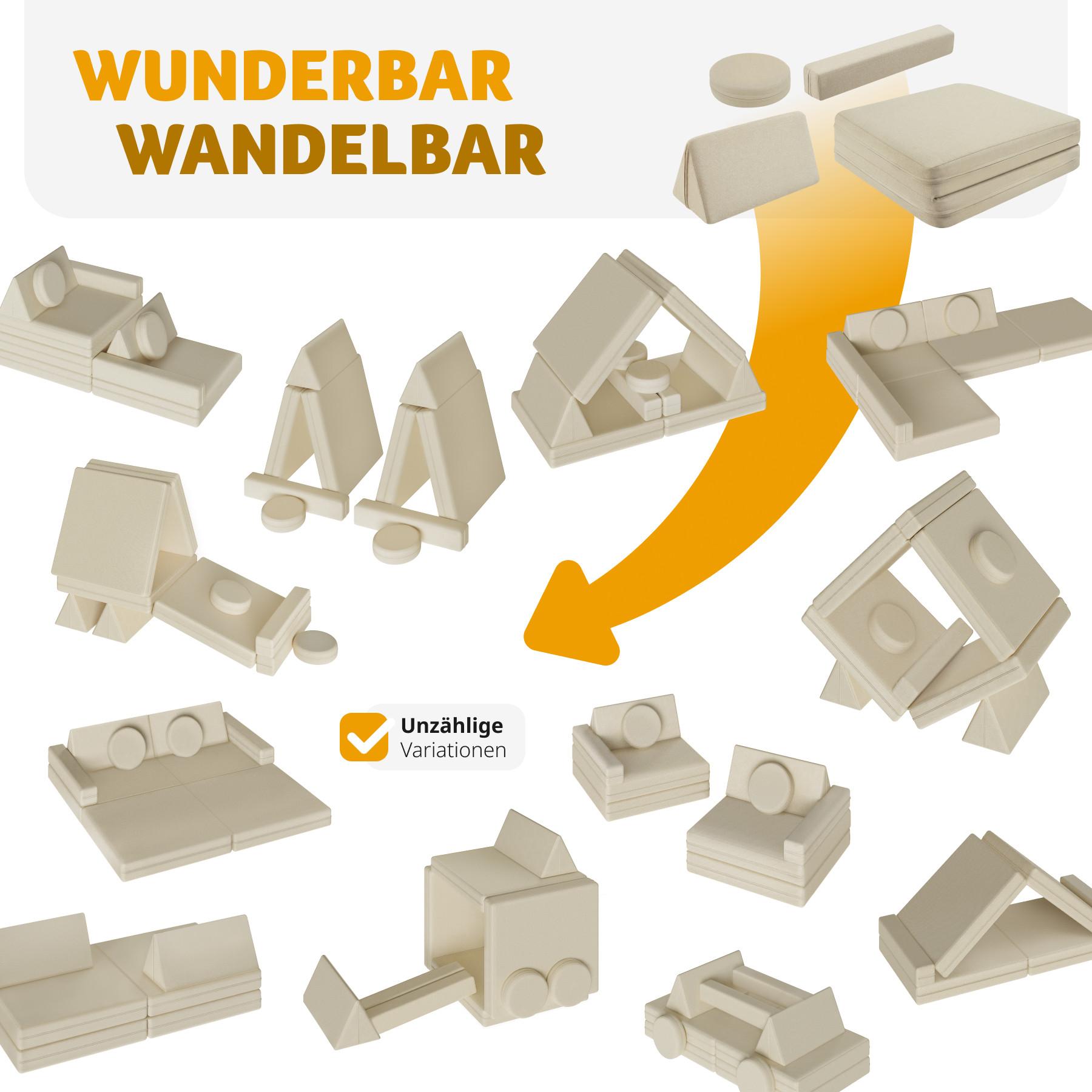 Tectake Canapé de jeu LILLY 8 pièces, avec fonction de couchage  