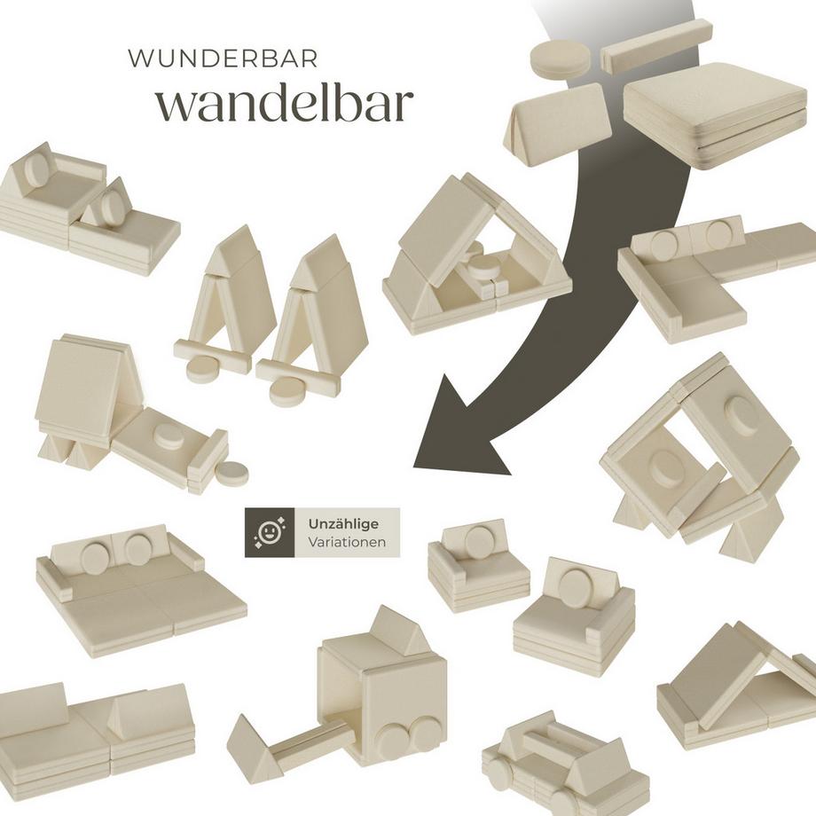 Tectake Spielsofa Lilly 8-teilig, flexible Anordnung dicke Polsterung  