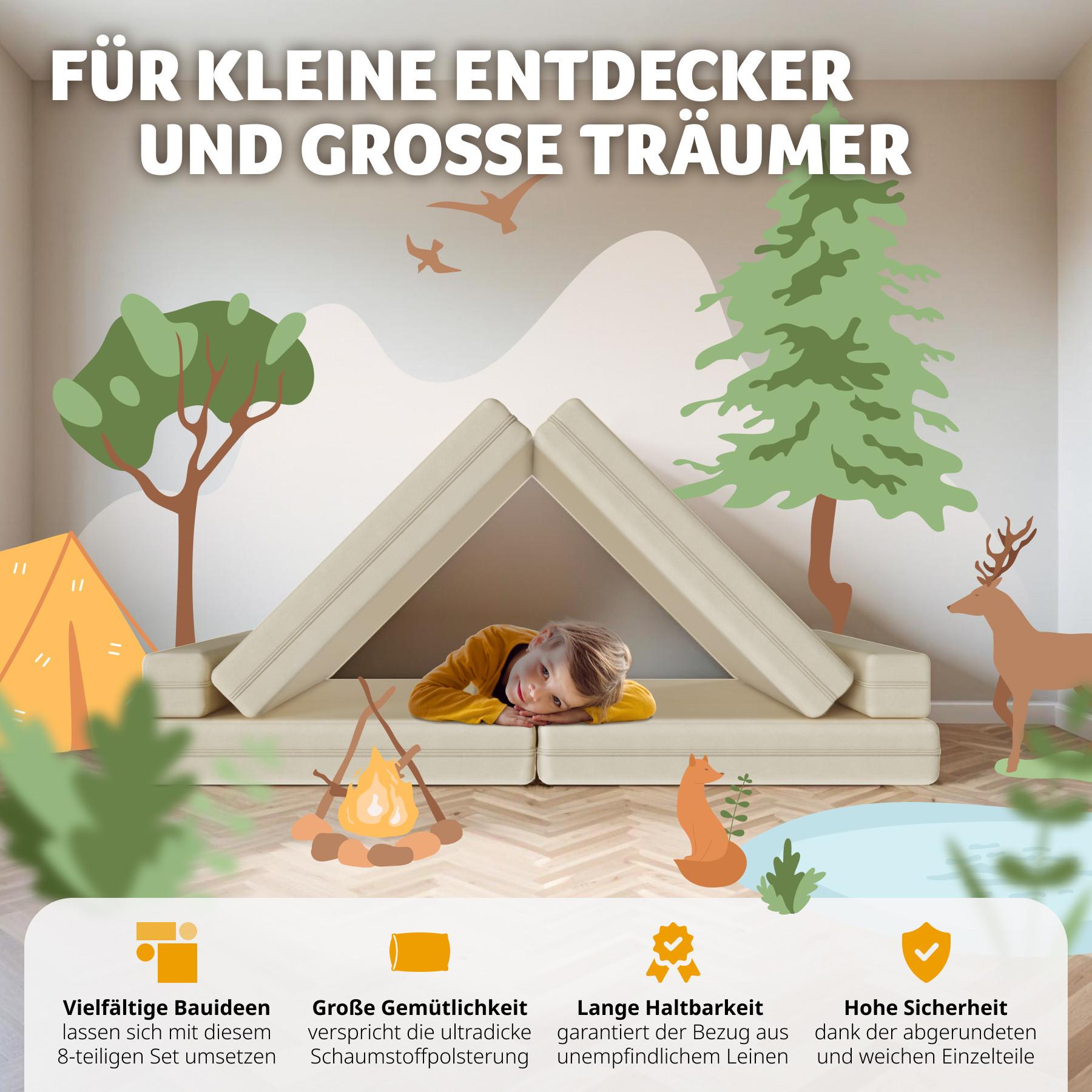 Tectake Canapé de jeu LILLY 8 pièces, avec fonction de couchage  