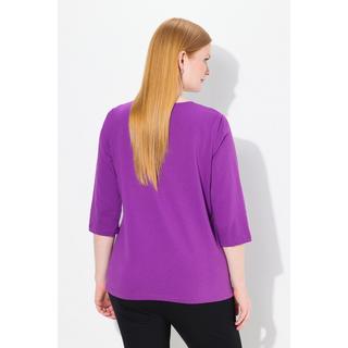 Ulla Popken  Shirt, Collier-Verzierung, Classic, Rundhals, 3/4-Arm 