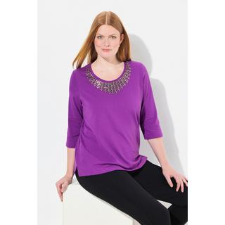 Ulla Popken  Shirt, Collier-Verzierung, Classic, Rundhals, 3/4-Arm 