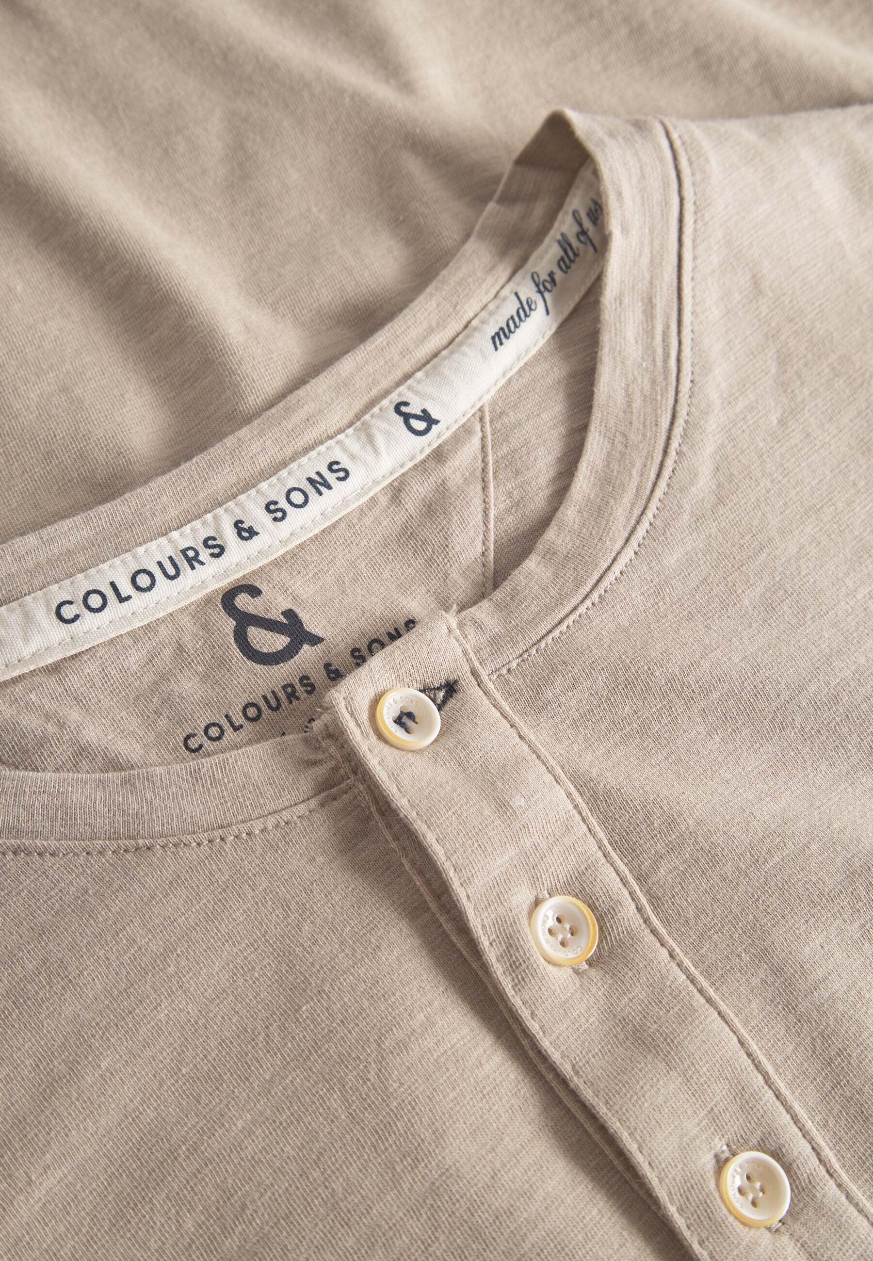 Colours & Sons  t-shirt à manches longues Henley - Slub 