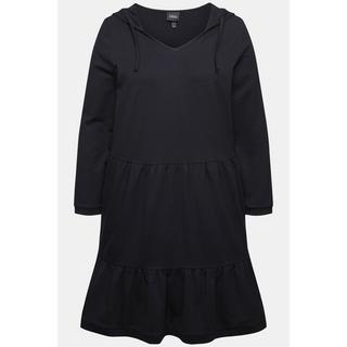 Ulla Popken  Sweatkleid, Kapuze, A-Linie, V-Ausschnitt, Langarm 