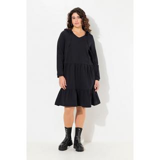 Ulla Popken  Sweatkleid, Kapuze, A-Linie, V-Ausschnitt, Langarm 