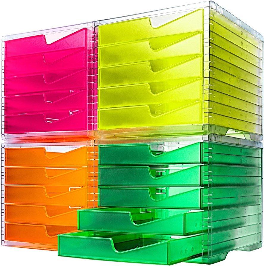 Styro swingbox NEONline mit 5 Schubladen Gehäuse transparent,Schubladen neon-pink  