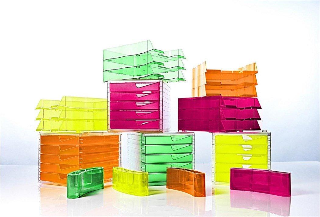 Styro swingbox NEONline mit 5 Schubladen Gehäuse transparent,Schubladen neon-pink  