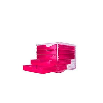 swingbox NEONline mit 5 Schubladen Gehäuse transparent,Schubladen neon-pink