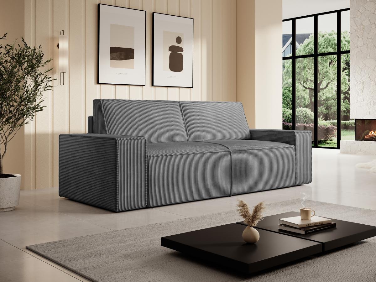 Vente-unique Sofa 3-Sitzer - Cord - Anthrazitgrau - AMELIA  