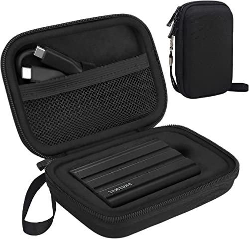 Only-bags.store  Étui de protection pour disque dur externe Samsung T7 Shield/Samsung T7/T7 Touch SSD portable 500 Go 1 To 2 To USB 3.2 rigide EVA étanche résistant aux chocs, sac de voyage, noir + noir 