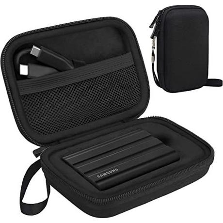 Only-bags.store  Étui de protection pour disque dur externe Samsung T7 Shield/Samsung T7/T7 Touch SSD portable 500 Go 1 To 2 To USB 3.2 rigide EVA étanche résistant aux chocs, sac de voyage, noir + noir 