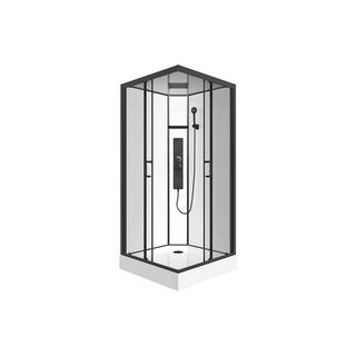 SHOWER DESIGN Quadratische Duschkabine mit Hydromassage - Schwarz matt und Weiß - 90 x 90 x 215 cm - TANITO  