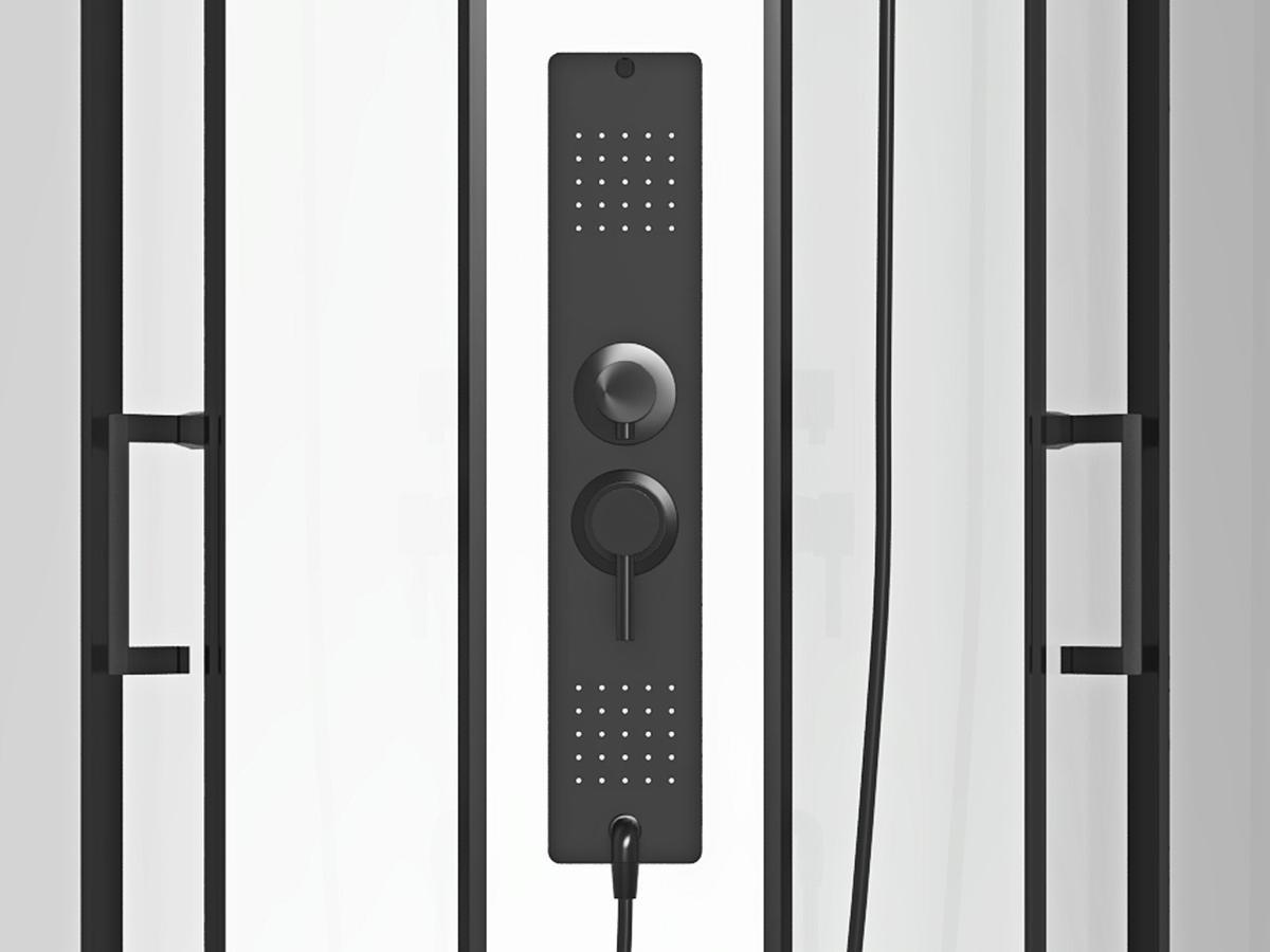 SHOWER DESIGN Quadratische Duschkabine mit Hydromassage - Schwarz matt und Weiß - 90 x 90 x 215 cm - TANITO  