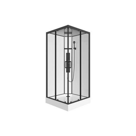 SHOWER DESIGN Quadratische Duschkabine mit Hydromassage - Schwarz matt und Weiß - 90 x 90 x 215 cm - TANITO  