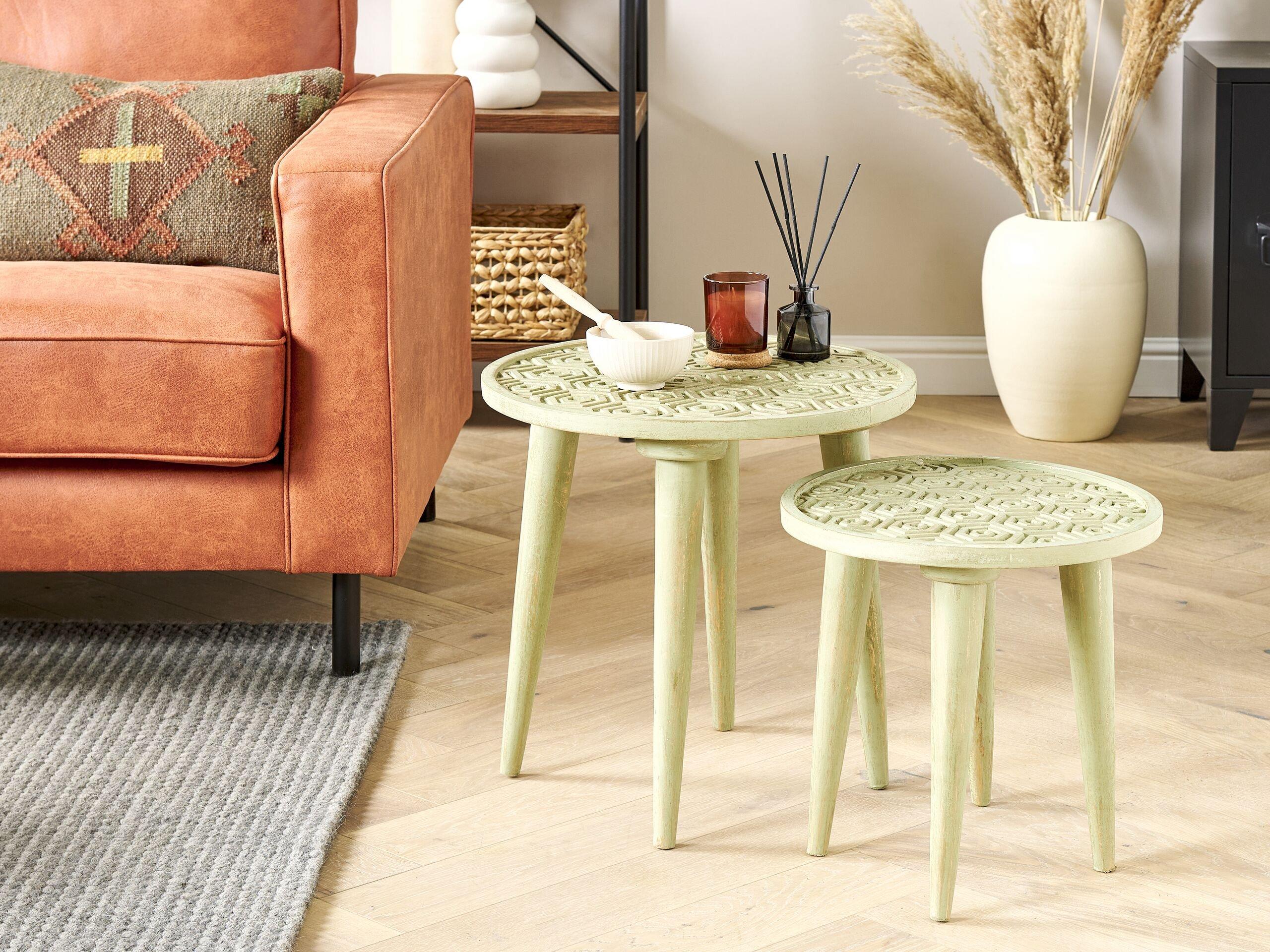 Beliani Set di 2 tavolini en Legno di mango Classico MAHARO  