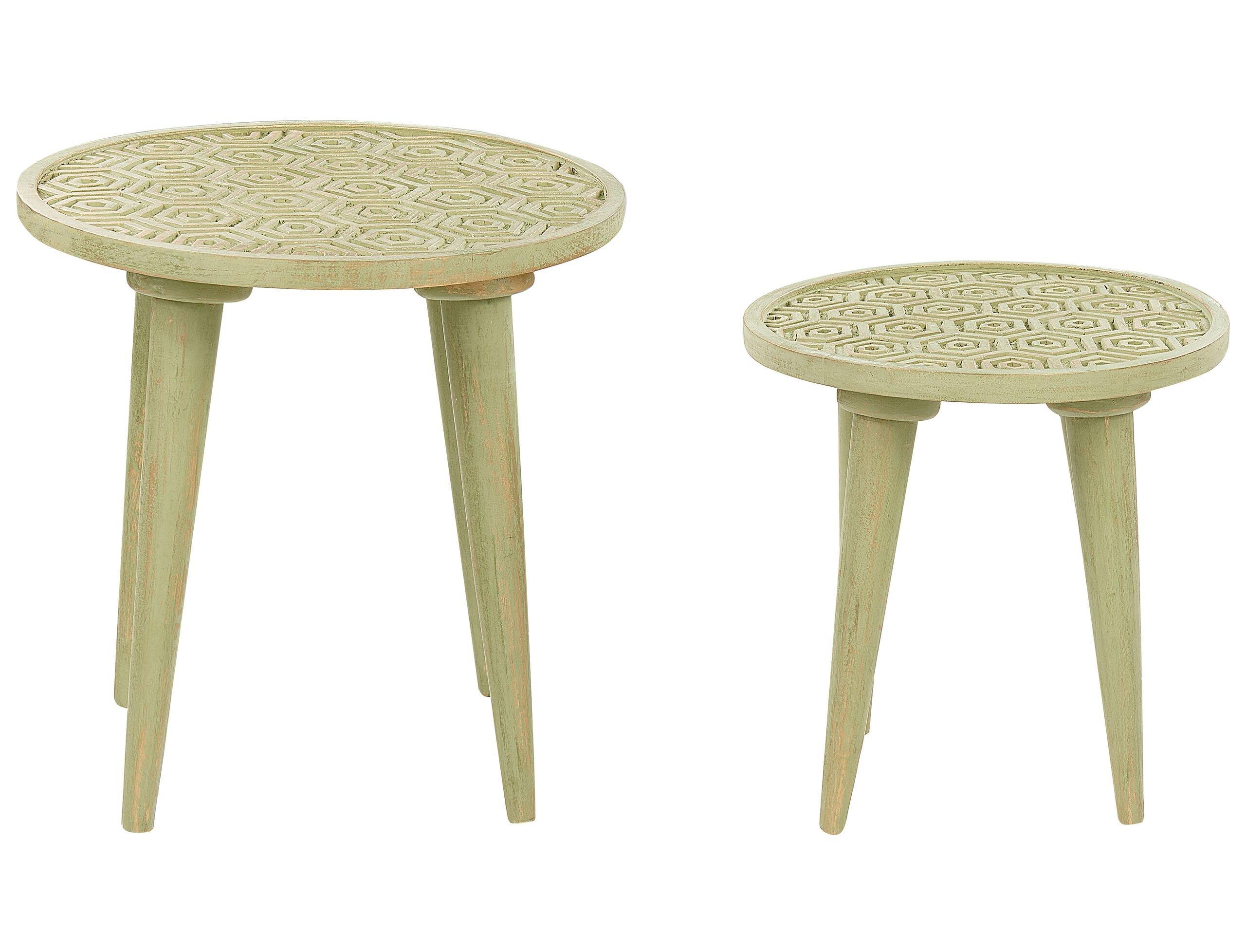 Beliani Ensemble de tables en Manguier Traditionnel MAHARO  