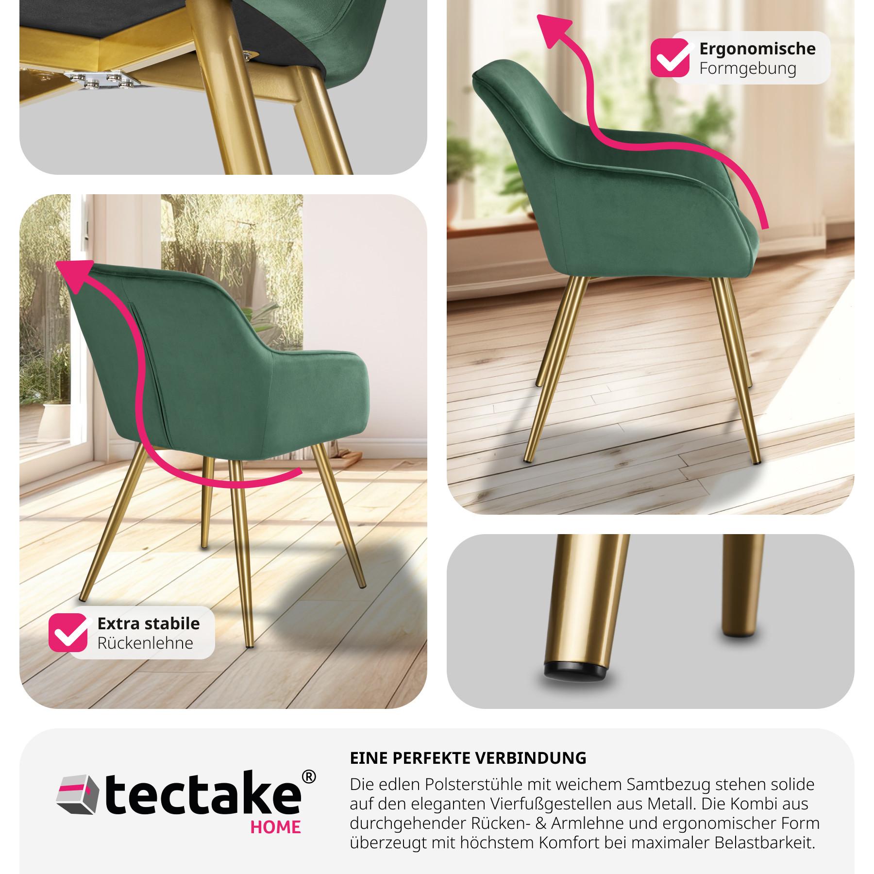 Tectake Stuhl Marilyn Samtoptik, goldene Stuhlbeine  