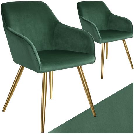 Tectake Stuhl Marilyn Samtoptik, goldene Stuhlbeine  