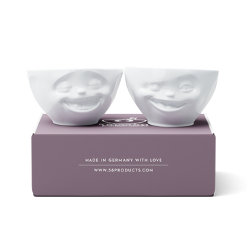 Mittleres Schälchen Set Nr. 4 "Lachend & Zwinkernd" in weiß, 200 ml