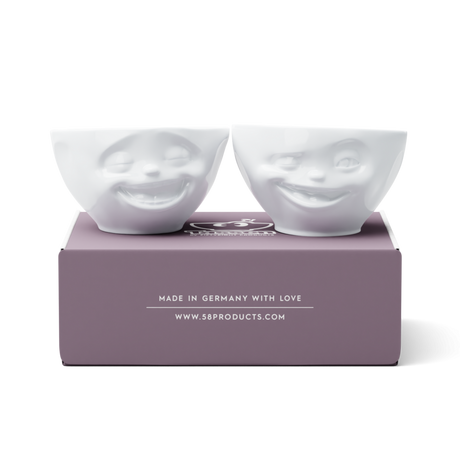 58products Mittleres Schälchen Set Nr. 4 "Lachend & Zwinkernd" in weiß, 200 ml  