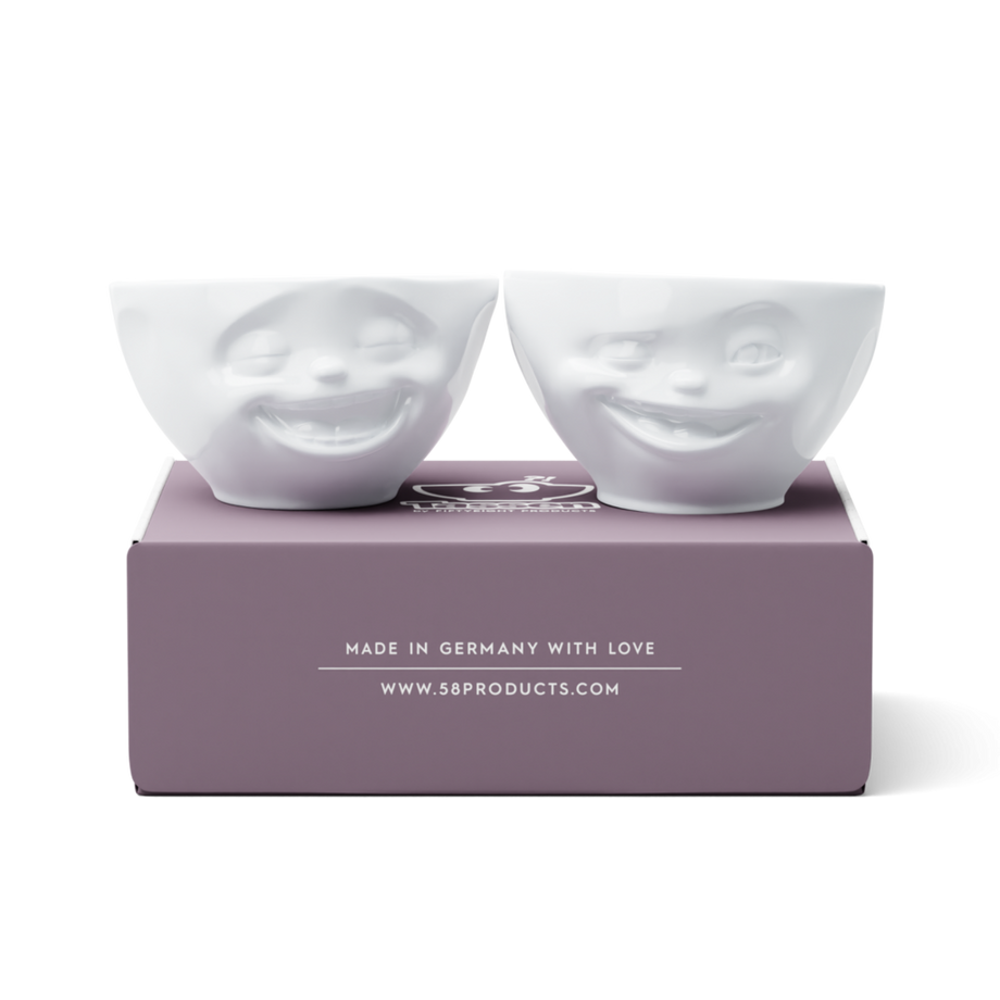 Mittleres Schälchen Set Nr. 4 "Lachend & Zwinkernd" in weiß, 200 ml