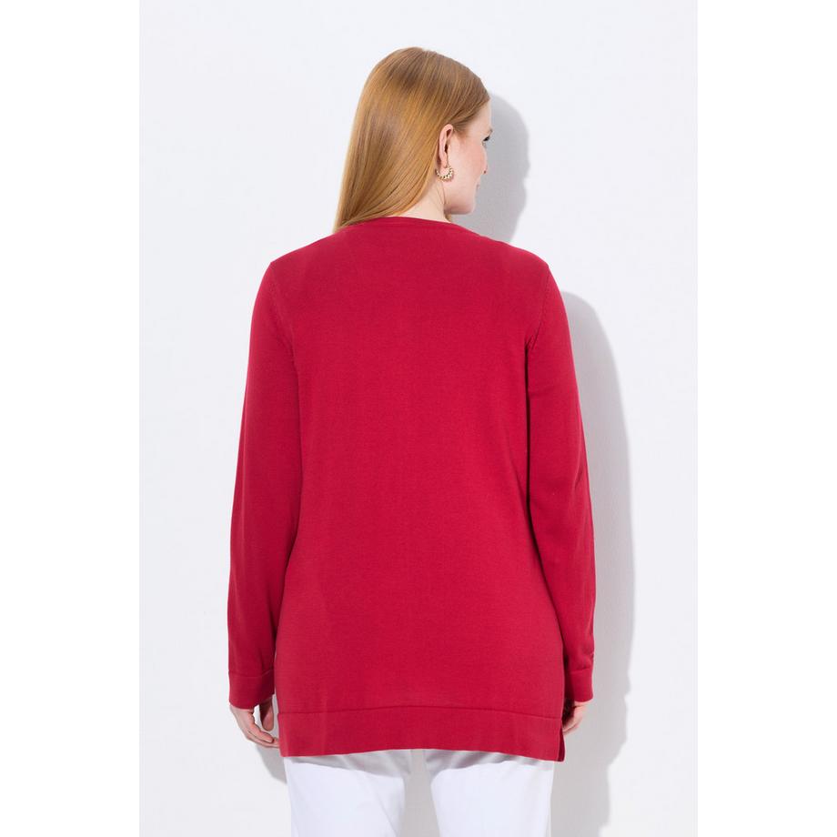 Ulla Popken Twinset Cardigan Col Rond Manches Longues Coton Pima  