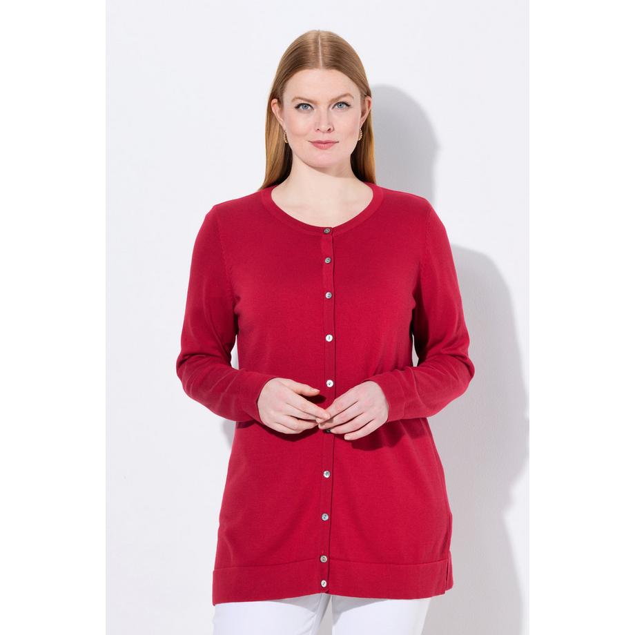 Ulla Popken Twinset Cardigan Col Rond Manches Longues Coton Pima  