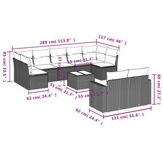 VidaXL set divano da giardino Polirattan  