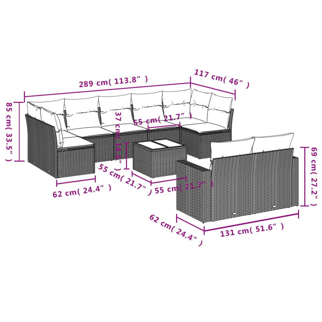 VidaXL Ensemble de canapés de jardin rotin synthétique  