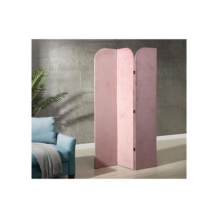 Vente-unique Paravent 3 pans en velours uni 1 VELVET Rose  