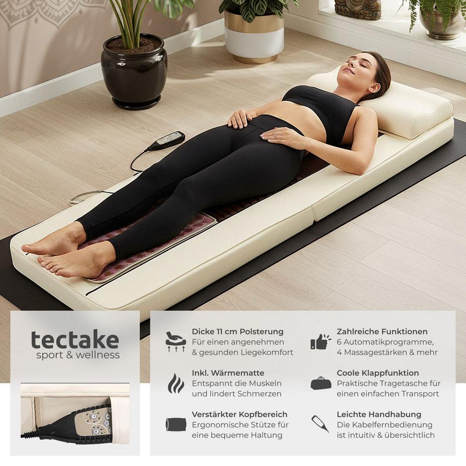Tectake  Materassino per massaggi shiatsu  con tappetino riscaldante in giada 
