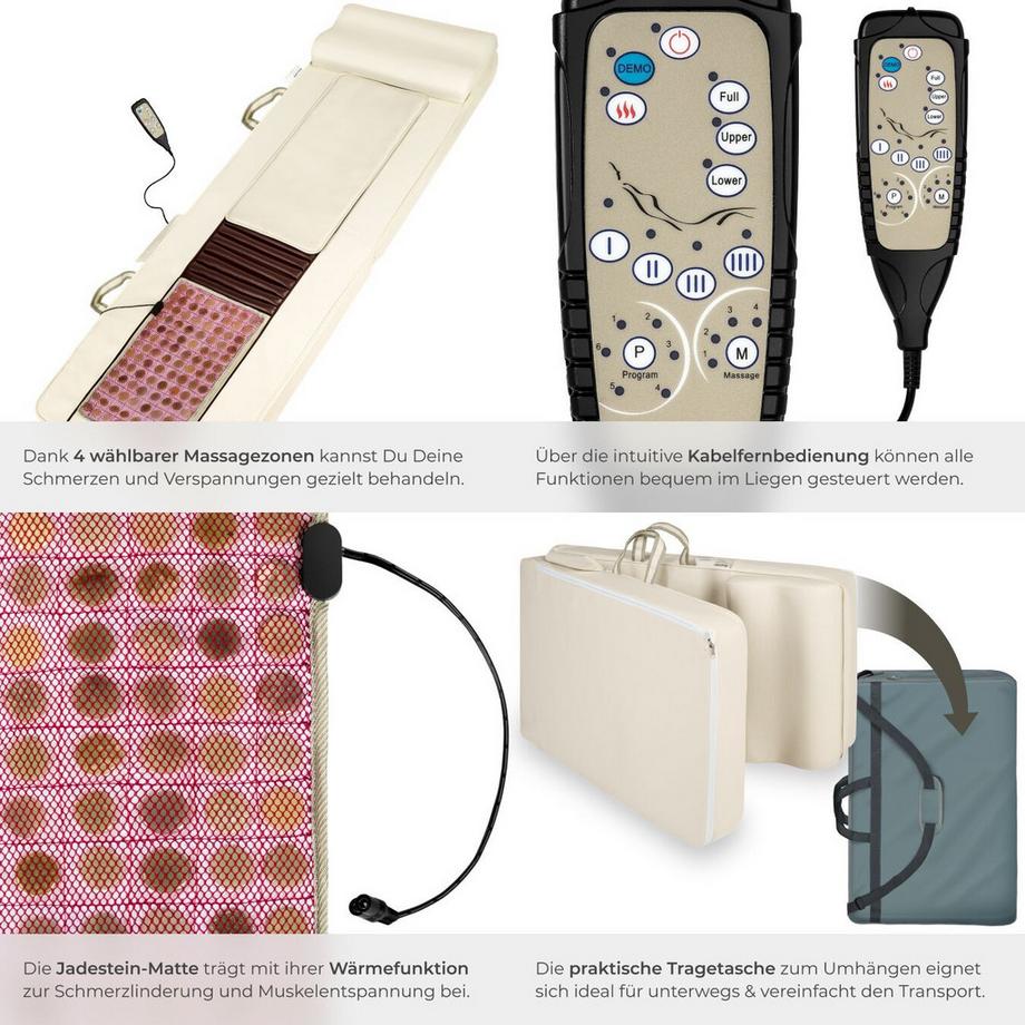 Tectake  Materassino per massaggi shiatsu  con tappetino riscaldante in giada 