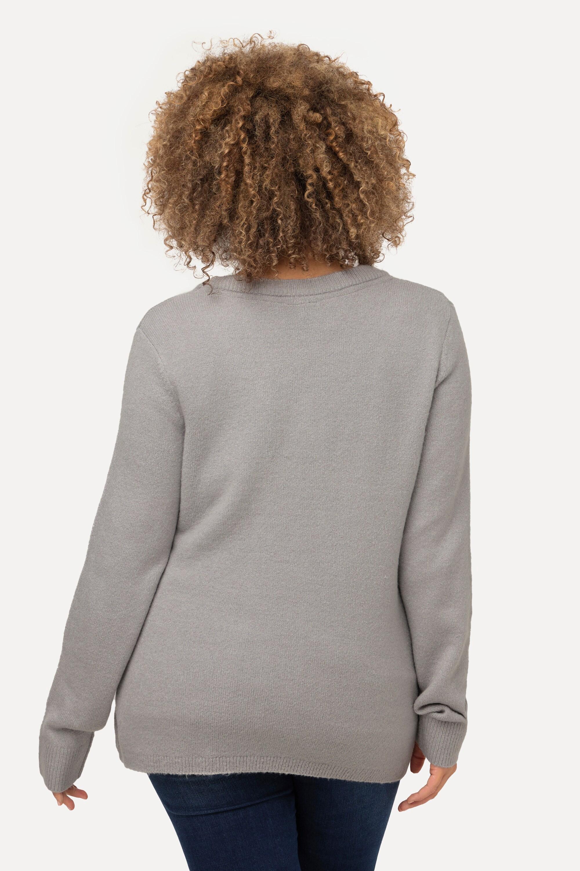 Ulla Popken  Pullover con laccetto per arricciatura, scollo a V e maniche lunghe 