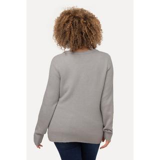 Ulla Popken  Pullover con laccetto per arricciatura, scollo a V e maniche lunghe 