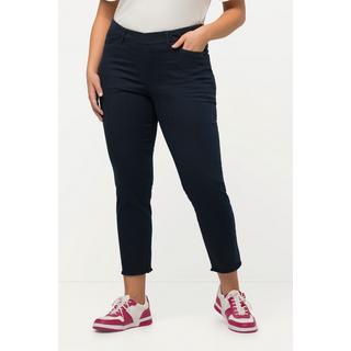 Ulla Popken  Pantalon 7/8 Sienna. Jambe étroite et ourlet frangé 