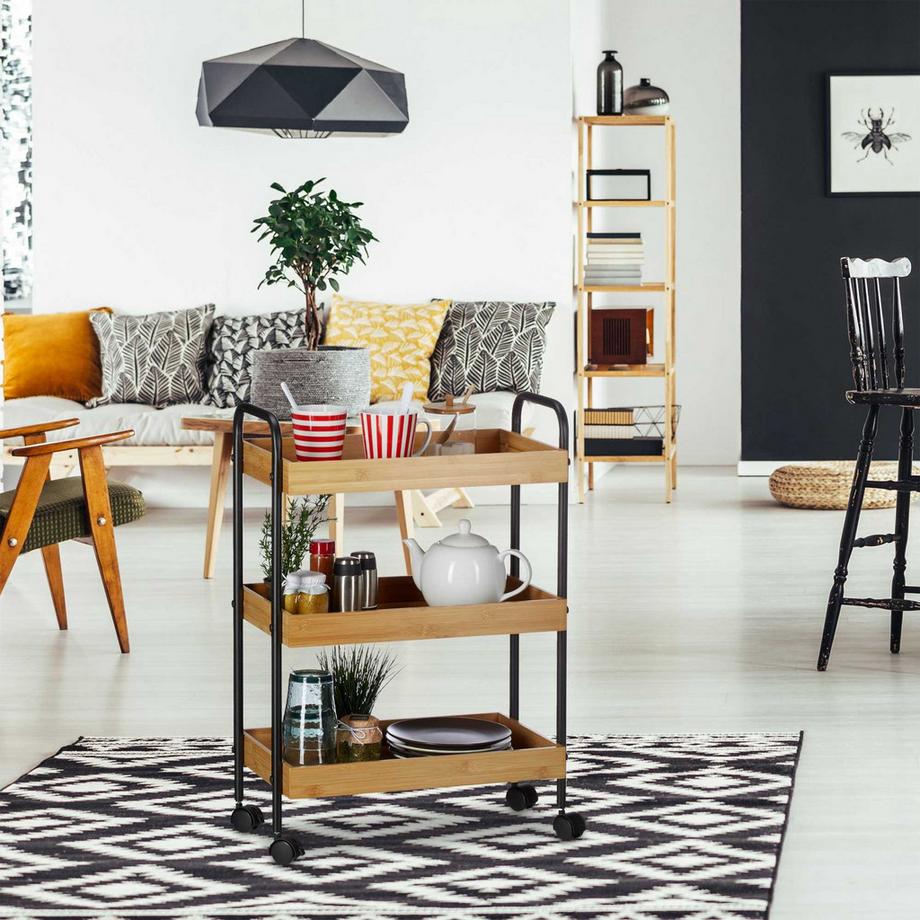 Northix Carrello di servizio in bambù a 3 livelli  