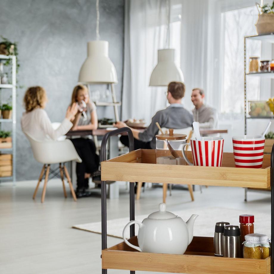 Northix Carrello di servizio in bambù a 3 livelli  